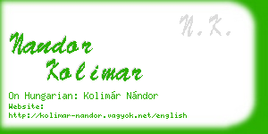 nandor kolimar business card